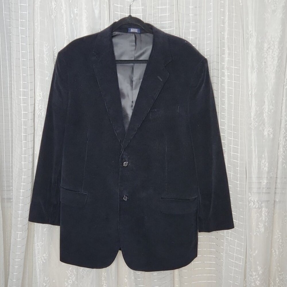 Meeting Street Black 100% Cotton Corduroy Blazer Suit Jacket Sport Coat Sz46R